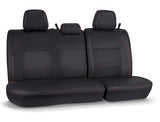 Rear Bench Cover For 2016-2023 Toyota Tacoma Double Cab - Black With Red Stitching