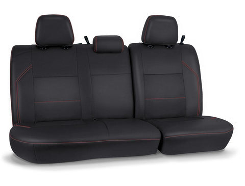 Rear Bench Cover For 2016-2023 Toyota Tacoma Double Cab - Black With Red Stitching