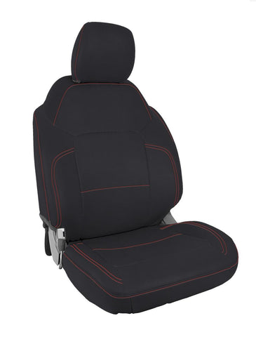 Front Seat Covers For 2021+ Ford Bronco  2 Door - Black With Red Stitching