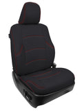 Front Seat Covers For 2011-2024  Toyota 4Runner (Pair) - Black With Red Stitching