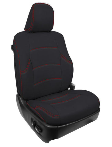 Front Seat Covers For 2011-2024  Toyota 4Runner (Pair) - Black With Red Stitching