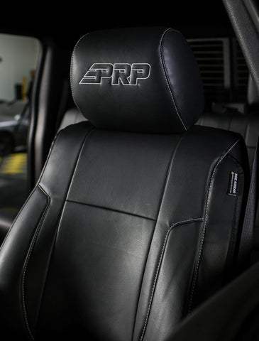 Front Seat Covers For 2012-14 Ford Raptor (Pair) - Black With Silver Stitch