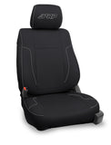 Front Seat Covers For 2012-14 Ford Raptor (Pair) - Black With Silver Stitch
