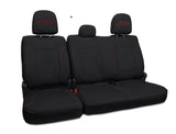 Rear Bench Seat Covers For 2012-14 Ford Raptor - Black With Red Stitch