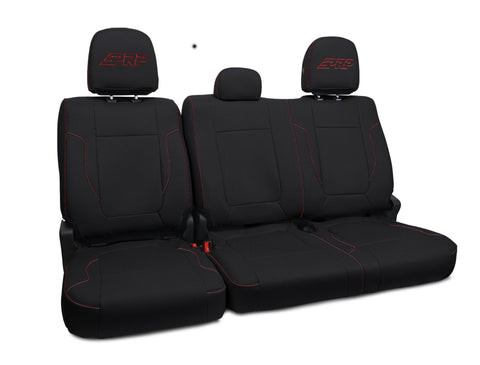 Rear Bench Seat Covers For 2012-14 Ford Raptor - Black With Red Stitch