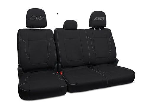 Rear Bench Seat Covers For 2012-14 Ford Raptor - Black With Silver Stitch