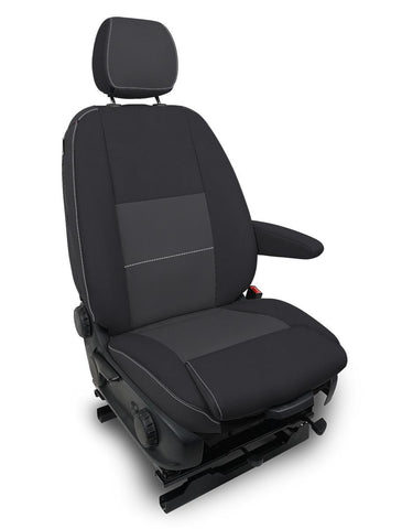 Front Seat Covers For 2019+ Mercedes Sprinter Van (Pair) - Black And Grey