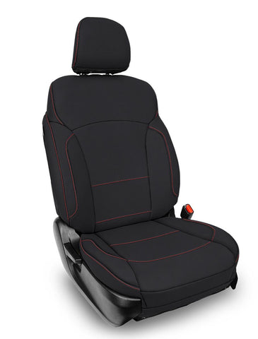 Front Seat Covers For 2013-2017 Subaru Crosstrek (Pair) - Black With Red Stitch