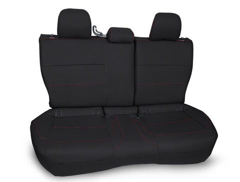 Rear Bench Seat Cover For 2013-2017 Subaru Crosstrek - Black With Red Stitch