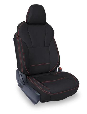 Front Seat Covers For 2018-2023 Subaru Crosstrek (Pair) - Black With Red Stitch