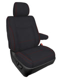 Front Seat Covers For 2003-2009 Lexus GX470 (Pair) - Black With Red Stitch