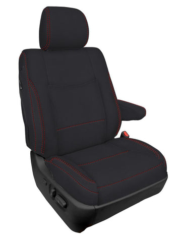 Front Seat Covers For 2003-2009 Lexus GX470 (Pair) - Black With Red Stitch