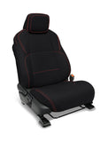 Front Seat Covers For 2024+ Toyota Tacoma (Pair) - Black With Red Stitch