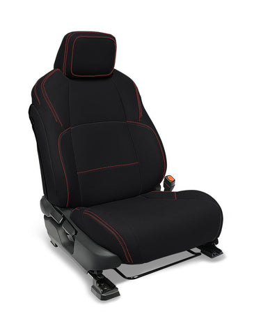 Front Seat Covers For 2024+ Toyota Tacoma (Pair) - Black With Red Stitch