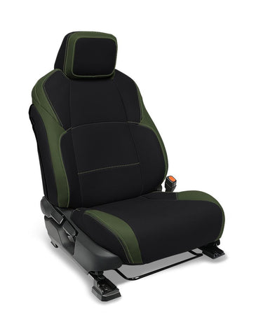 Front Seat Covers For 2024+ Toyota Tacoma (Pair) - Black And Olive Green