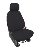 Front Seat Covers For 2021+ Ford F150  2023+ Super Duty With Standard Seats  Black With Red Stitch