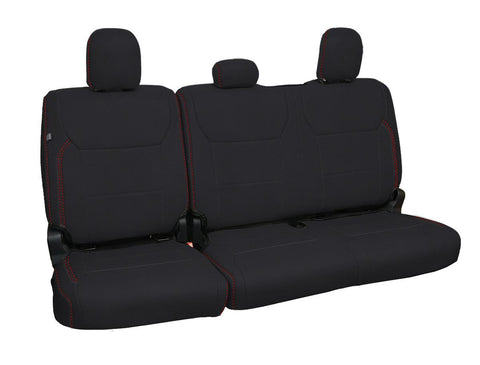 Rear Bench Seat Covers For 2021+ Ford F150  2023+ Super Duty  Black With Red Stitch