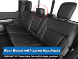 Rear Bench Seat Covers For 2021+ Ford F150  2023+ Super Duty  Black With Red Stitch