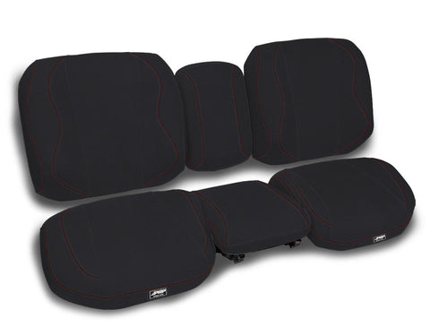 Seat Covers For 2018+ Can-Am Defender With High Bolster Seats (Pair) - Black With Red Stitch