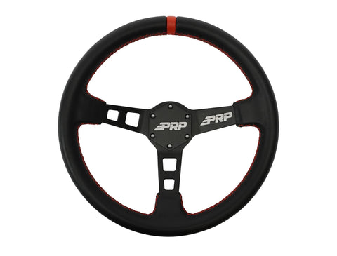 Deep Dish Leather Steering Wheel  Red