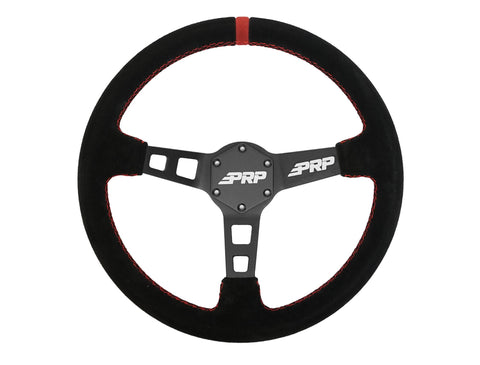 Deep Dish Suede Steering Wheel  Red