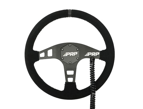 Heated Flat Suede Steering Wheel  Black