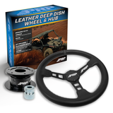 PRP Deep Dish Leather Steering Wheel Kit  Black With Quick Release Hub For Yamaha YXZ  Viking  Wolverine  Rhino