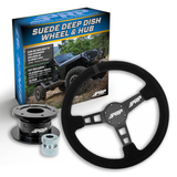 PRP Deep Dish Suede Steering Wheel Kit  Black With Quick Release Hub - Universal Weld On Adaptor