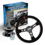 PRP Deep Dish Suede Steering Wheel Kit  Red With Quick Release Hub For Polaris RZR  Can Am X3  Arctic Cat Wildcat  EZ-GO  GEM  John Deere Gator