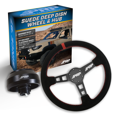 PRP Deep Dish Suede Steering Wheel Kit  Red With Adapter Hub For Toyota  Lexus  Scion And Subaru