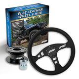 PRP Flat Leather Steering Wheel Kit  Black With Quick Release Hub - Universal Weld On Adaptor