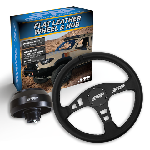 PRP Flat Leather Steering Wheel Kit  Black With Adapter Hub For Toyota  Lexus  Scion And Subaru