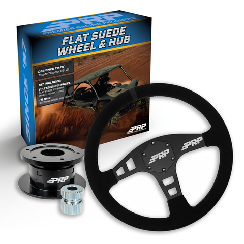 PRP Flat Suede Steering Wheel Kit  Black With Quick Release Hub For Yamaha YXZ  Viking  Wolverine  Rhino