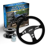 PRP Flat Suede Steering Wheel Kit  Black With Quick Release Hub - Universal Weld On Adaptor