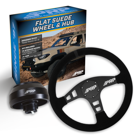 PRP Flat Suede Steering Wheel Kit  Black With Adapter Hub For Toyota  Lexus  Scion And Subaru