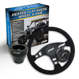 PRP Heated Flat Suede Steering Wheel Kit  Black With UTV Hub For Polaris RZR  Can Am X3  Arctic Cat Wildcat  EZ-GO  GEM  John Deere Gator