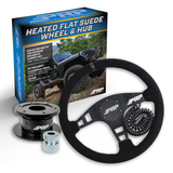 PRP Heated Flat Suede Steering Wheel Kit  Black With Quick Release Hub - Universal Weld On Adaptor