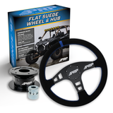 PRP Flat Suede Steering Wheel Kit  Blue With Quick Release Hub For Polaris RZR  Can Am X3  Arctic Cat Wildcat  EZ-GO  GEM  John Deere Gator