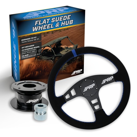 PRP Flat Suede Steering Wheel Kit  Blue With Quick Release Hub For Yamaha YXZ  Viking  Wolverine  Rhino