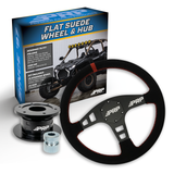 PRP Flat Suede Steering Wheel Kit  Red With Quick Release Hub For Polaris RZR  Can Am X3  Arctic Cat Wildcat  EZ-GO  GEM  John Deere Gator