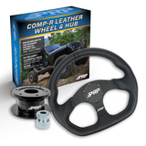 PRP Leather D-Shape Steering Wheel Kit  Black With Quick Release Hub - Universal Weld On Adaptor