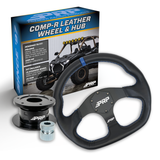PRP Leather D-Shape Steering Wheel Kit  Blue With Quick Release Hub For Polaris RZR  Can Am X3  Arctic Cat Wildcat  EZ-GO  GEM  John Deere Gator