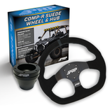 PRP Suede D-Shape Steering Wheel Kit  Black With UTV Hub For Polaris RZR  Can Am X3  Arctic Cat Wildcat  EZ-GO  GEM  John Deere Gator