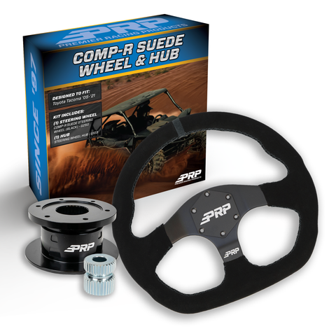 PRP Suede D-Shape Steering Wheel Kit  Black With Quick Release Hub For Yamaha YXZ  Viking  Wolverine  Rhino