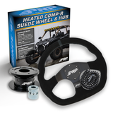 PRP Heated Suede D-Shape Steering Wheel Kit  Black With Quick Release Hub For Polaris RZR  Can Am X3  Arctic Cat Wildcat  EZ-GO  GEM  John Deere Gator
