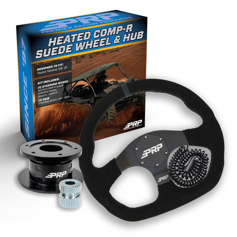 PRP Heated Suede D-Shape Steering Wheel Kit  Black With Quick Release Hub For Yamaha YXZ  Viking  Wolverine  Rhino