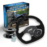 PRP Heated Suede D-Shape Steering Wheel Kit  Black With Quick Release Hub - Universal Weld On Adaptor