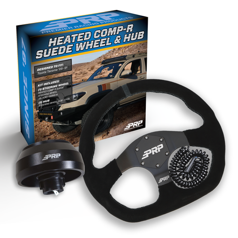 PRP Heated Suede D-Shape Steering Wheel Kit  Black With Adapter Hub For Toyota  Lexus  Scion And Subaru