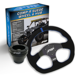 PRP Suede D-Shape Steering Wheel Kit  Blue With UTV Hub For Polaris RZR  Can Am X3  Arctic Cat Wildcat  EZ-GO  GEM  John Deere Gator