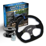 PRP Suede D-Shape Steering Wheel Kit  Blue With Quick Release Hub - Universal Weld On Adaptor